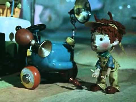 Кадр из мультфильма «Приключения Незнайки и его друзей. Незнайка за рулём»