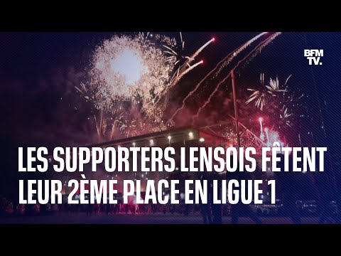 Football: les supporters lensois fêtent leur deuxième place en Ligue 1