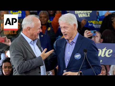 Tim Walz and Bill Clinton hold a campaign rally in North Carolina