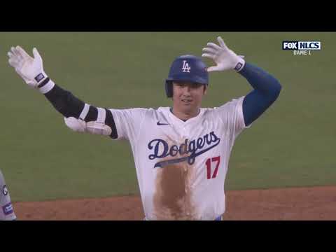 Shohei Ohtani RIPS an RBI double for his second hit of NLCS Game 1! | 大谷翔平ハイライ