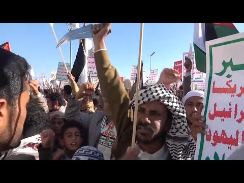 Yemen protest in solidarity with Palestinians in Gaza and anger at Israel and US