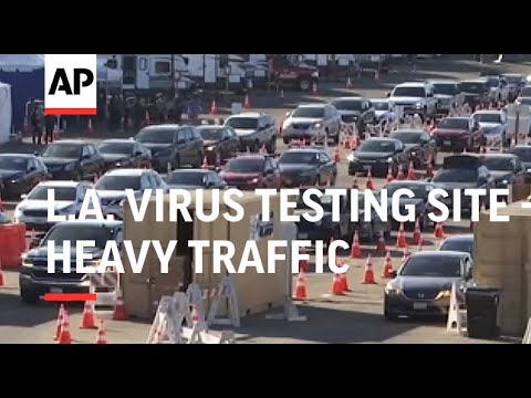 Los Angeles virus testing site sees heavy traffic