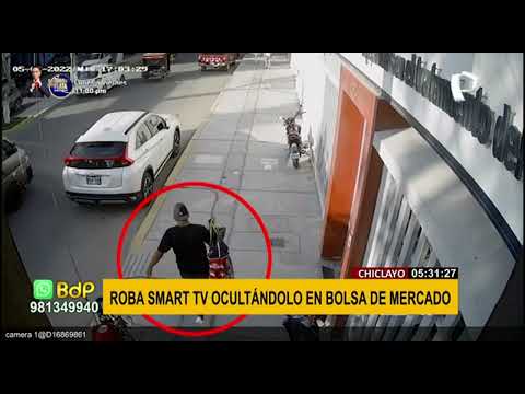 Chiclayo: Cámara capta a sujeto robando televisor de un hotel