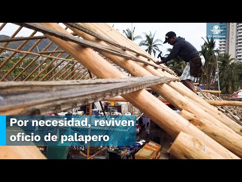 De vendedor de comida a palapero; acapulqueños encuentran empleo en el armado de palapas