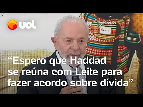 Lula diz para Haddad 'se preparar' para fazer 'boa negociação' com Leite sobre dívida do RS; vídeo
