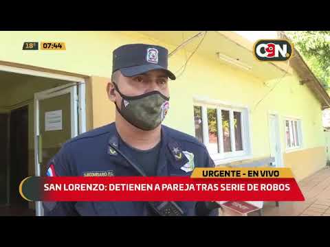 Detienen a pareja tras serie de robos en San Lorenzo
