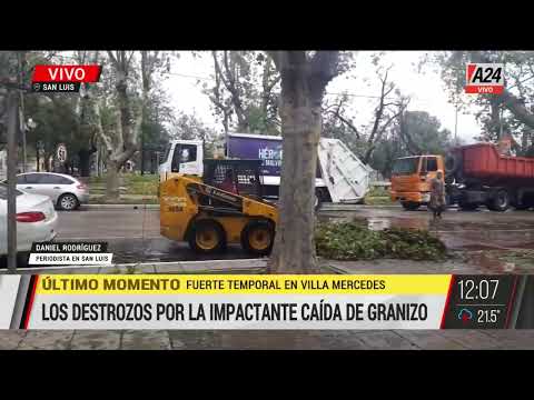 ? Fuerte temporal y destrozos en Villa Mercedes, San Luis: Cayó granizo del tamaño de un huevo