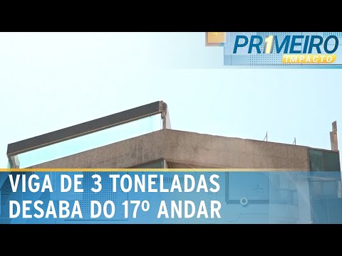 Viga de 3 toneladas cai do 17º andar de prédio de luxo em Vila Velha | Primeiro Impacto (29/02/24)