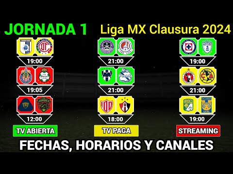 FECHAS HORARIOS Y CANALES CONFIRMADOS Para Los PARTIDOS De La JORNADA Liga MX CLAUSURA