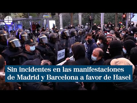 Sin incidentes en las manifestaciones de Madrid y Barcelona a favor de Pablo Hasel