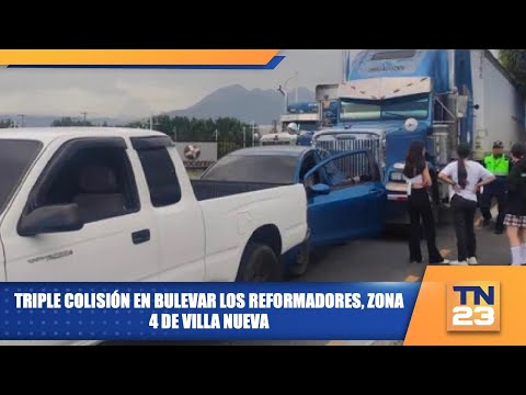 Triple colisión en bulevar Los Reformadores, zona 4 de Villa Nueva