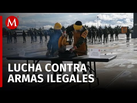 Sedena empieza con la destrucción de armas decomisadas en Toluca, Edomex