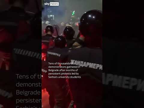 Riot police clash with protesters calling for end to Serbian president's rule