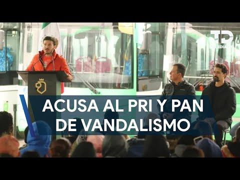 Samuel García acusa a simpatizantes del PRI y PAN de vandalizar camiones ecológicos