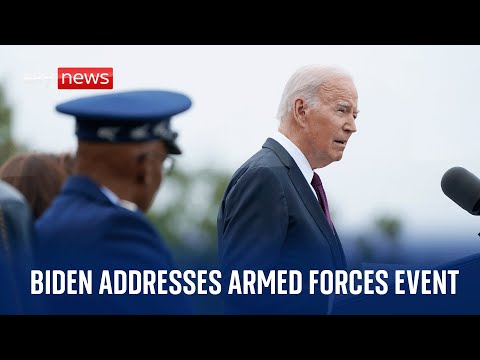US President Joe Biden speaks at armed forces ceremony in Virginia