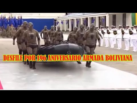 PRESIDENTE ARCE PASA REVISTA A LA ARMADA BOLIVIANA POR SUS 196 ANIVERSARIO..