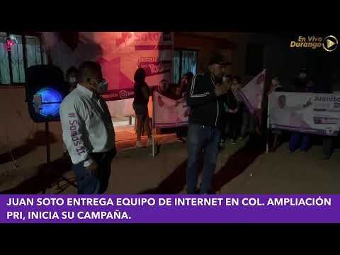 JUAN SOTO ENTREGA EQUIPO DE INTERNET EN COL. AMPLIACIÓN PRI, INICIA SU CAMPAÑA.