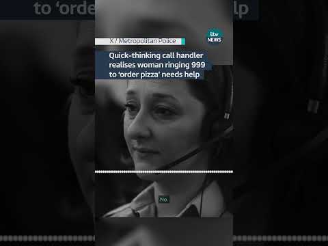 A heroic police call handler realises a woman asking for pizza is an urgent call for help #itvnews