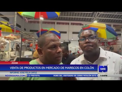Venta de productos en el Mercado del Marisco en Colo?n