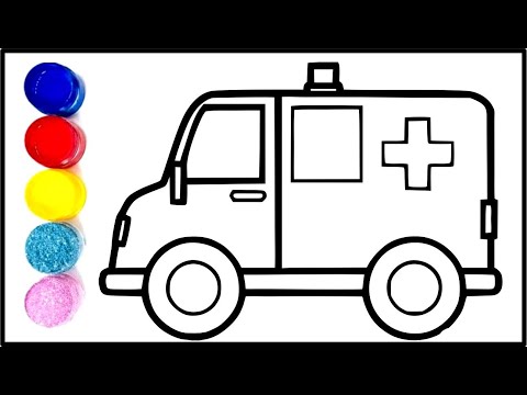 Ambulance Drawing, Painting and Coloring for Kids | How to Draw Ambulance | Ambulance Drawing Easy