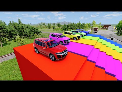 🔔Car obstacle course challenge - Pothole vs car #5 - BeamNGDrive - BeamngMars-tk