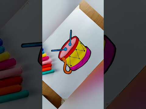 Music Drum Drawing and Coloring || Drum Drawing 🥁 ♥️  #drawing #shorts #drums