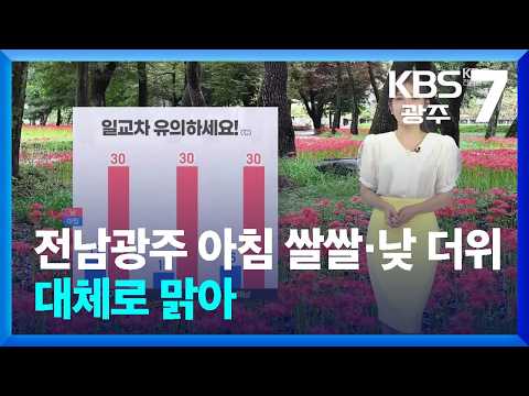 [날씨] 전남광주 아침에는 쌀쌀, 낮에는 30도 더위…대체로 맑아 / KBS  2026.09.15.