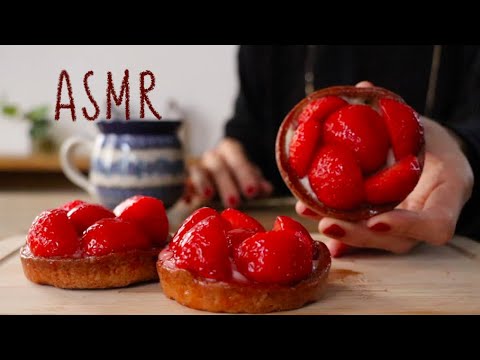 【咀嚼音/ASMR】いちごタルトを食べる音 Red Desserts Strawberry Taart Eating Sounds