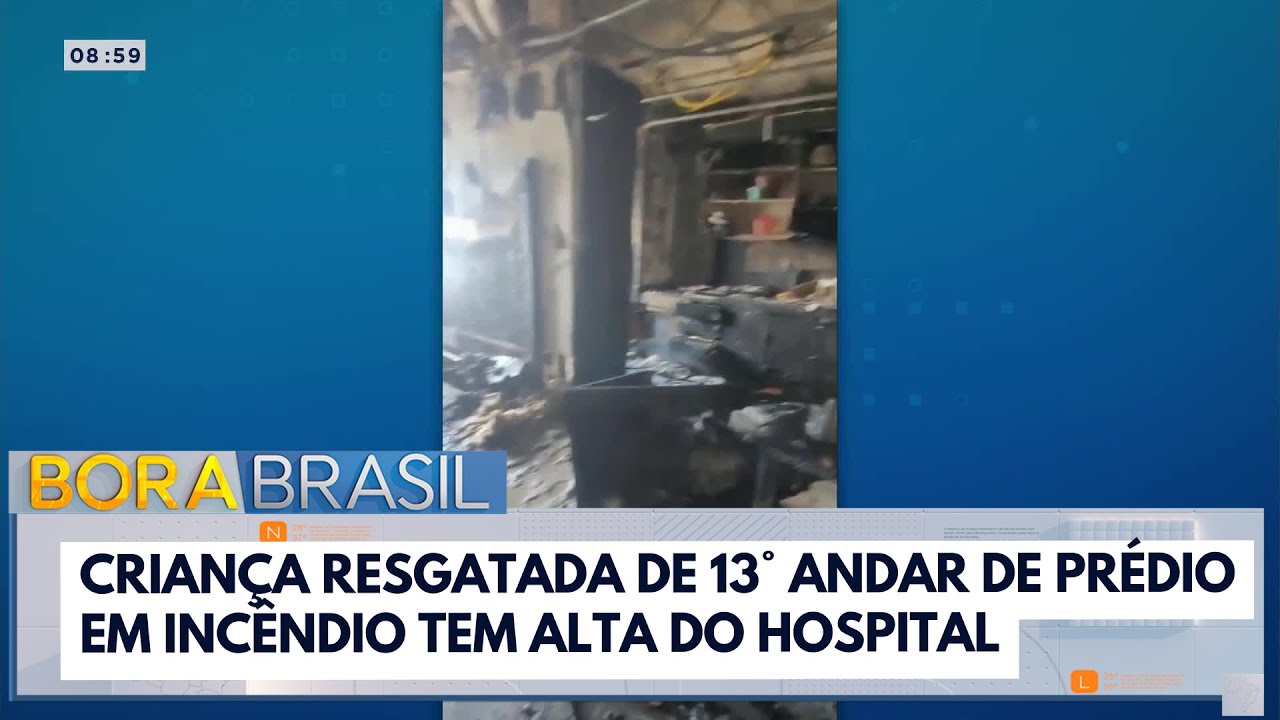 Criança resgatada de 13° andar de prédio em incêndio tem alta do hospital