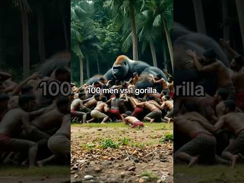 100 humans vs 1 Gorilla IRL #gorilla #100people