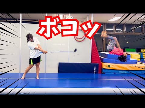 【体操】コラボ!アスリート対決!奇跡のトリプルバク転チャレンジ!