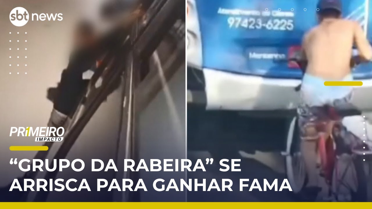 Jovens se arriscam pendurados em ônibus na Grande SP para viralizar | PrimeiroImpacto