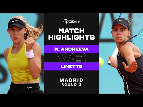 Mirra Andreeva vs. Magda Linette | 2023 Madrid Round 3 | WTA Match Highlights