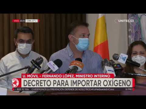 Gobierno anuncia importación de oxígeno ante la escasez en La Paz y otros departamentos