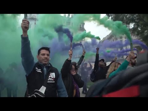 Protest over the increasing popularity of Argentine far-right presidential candidate Javier Milei