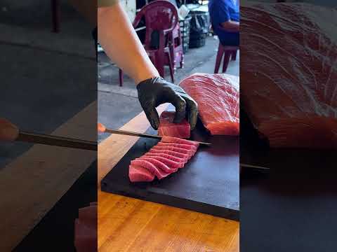 黑鮪魚這樣切才精彩！一刀到位超滿足！ #tunacutting #satisfyingvideo #chefskills