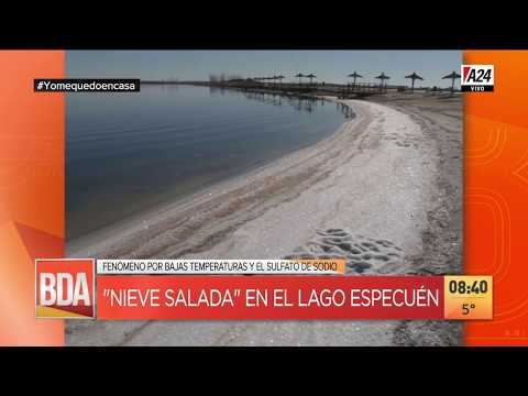 Nieve salada en el lago Especuén