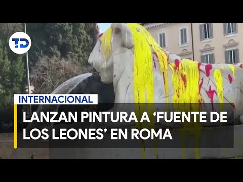 Activistas por los derechos de los animales lanzan pintura a la “Fuente de los leones” en Roma