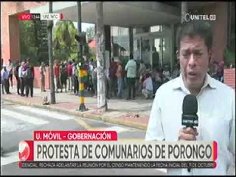 04102022 PROTESTA DE COMUNARIOS DE PORONGO EN LAS OFICINAS DE LA GOBERNACIÓN RED UNITEL