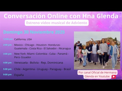 DOMINGO 30 NOVIEMBRE a las 21:00 Hrs España - Estreno musical y conversación en vivo con H.Glenda