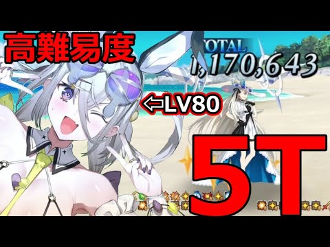 【FGO】高難易度：真夏のPeriod  LV80水着呼延灼で5T撃破！【カルデア･Ｕ－サマーアイランド ～大統領は夏の夢を見るか？～】