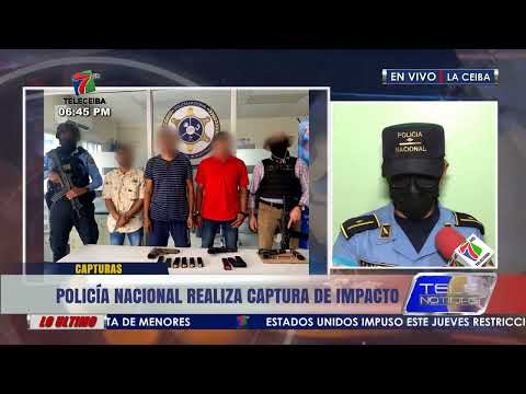 Policía Nacional captura a presuntos miembros de la banda ‘‘Los Pumas’’ en La Ceiba.