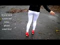 Red Stiletto Pumps, Original Sound, Heels Clatter On Asphalt