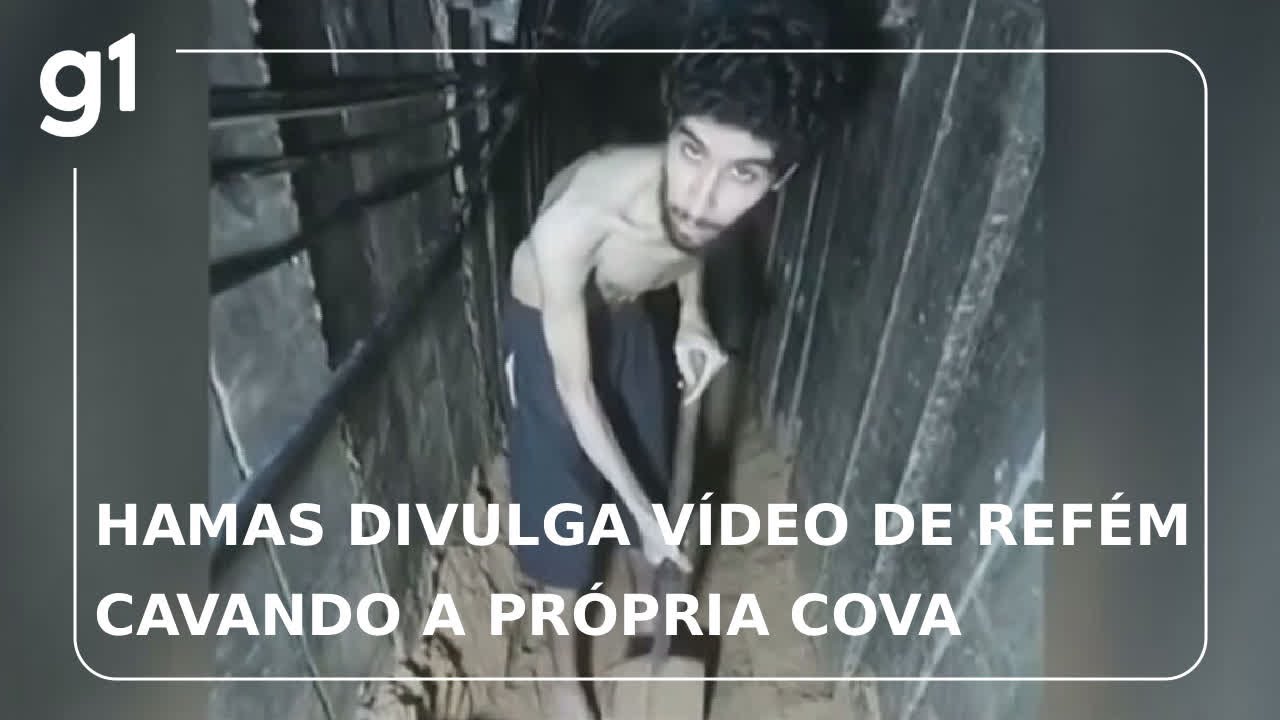 Hamas divulga vídeo de refém israelense cavando a própria cova