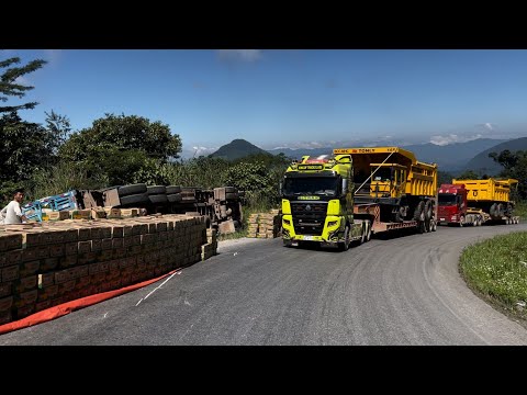 KING OF TRUCKS LAOS ขึ้นเขาภู9หลักเส้นทางสุดอันตราย9kilometers12%steep