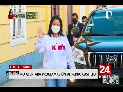 Keiko Fujimori anunció que no aceptará la posible proclamación de Pedro Castillo