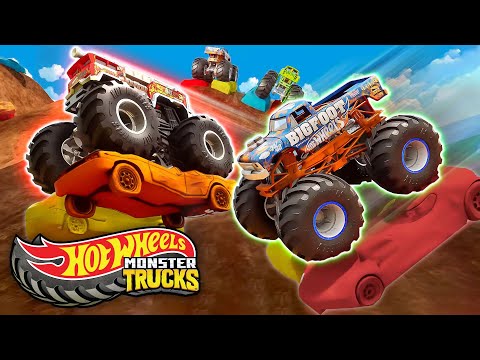 Hot Wheels Monster Trucks Compete in 5 Alarm's Mudboarding Challenge! 🏁 🚒 | Hot Wheels