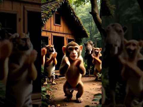 A poor baby monkey built a house by working😭 jungle animation ❤️#explore #sad #subscribe #shortvideo
