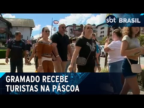 Gramado espera receber mais de 150 mil turistas na Páscoa | SBT Brasil (30/03/24)