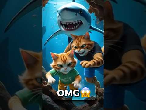 OMG😱! Dad vs Shark… you won’t believe the ending! 🤯 #cat #animation